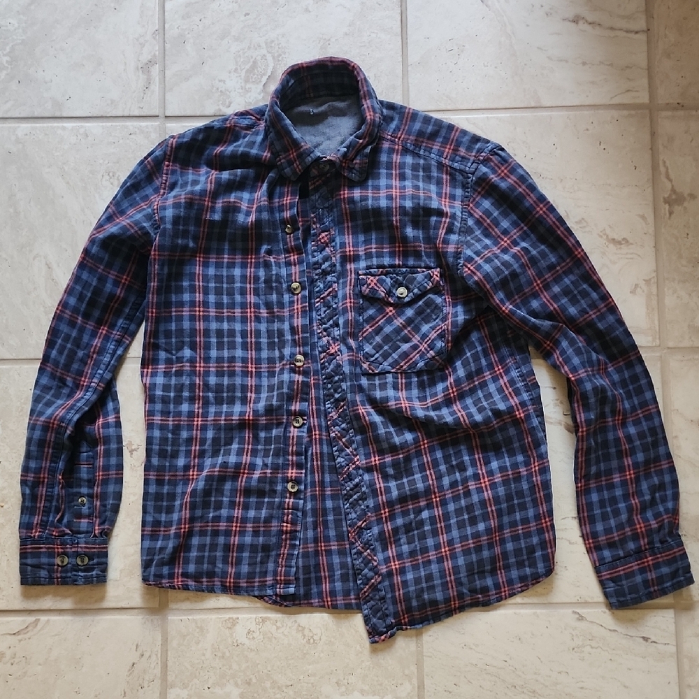 Men's Medium American Eagle Blue Plaid Shirt